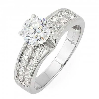 Обручальное кольцо с круглым бриллиантом огранки принцессы 2,50 карата 18 карат сертифицировано ГИА - Изображение 1 из 2