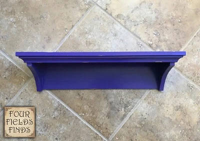 18 x 5 x 4.5" Rich Glossy Purple Eclectic Slightly Shabby Wooden Wall Shelf - Image 1 of 4