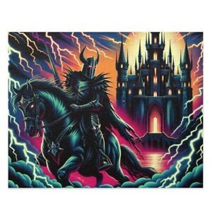 Puzzle 120, 252, 500-Piece Vintage Style Dark Knight Lightning Fantasy Medieval