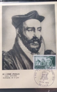 FRANCE ARCHITECT PHILIBERT DE L'ORME 1970 FIRST DAY CANCEL MAXIMUM CARD - Picture 1 of 1