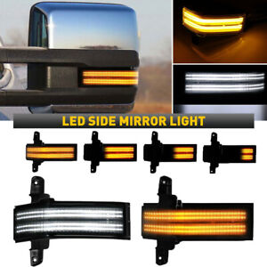 For Chevrolet Silverado GMC Sierra Dual-Row Switchback LED Mirror Marker Lights