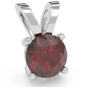 Lab-Created Ruby Solitaire Pendant In 14k Solid Gold - Picture 1 of 20