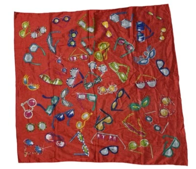 全新带标签 Ann Taylor 标志性复古设计师太阳镜棉质围巾新奇印花 — 第 1/4 张图片