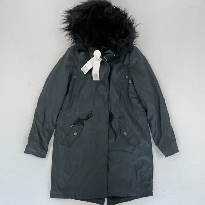 Chaqueta F&F 8 Abrigo Mujer Negro Con Capucha Parka Resistente a la Ducha Forrado Foto 1 de 4