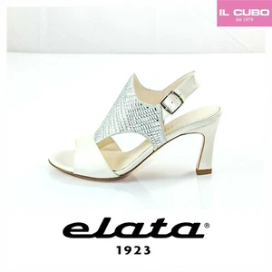 ELATA BRAUTSANDALE FARBE WEISS SEIDE ABSATZ H 7 CM MADE IN ITALY - Bild 1 von 5