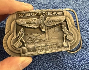 VTG INDIANAPOLIS 500 Speedway RACING CAPITAL OF THE WORLD PEWTER BELT BUCKLE 7 - Picture 1 of 2
