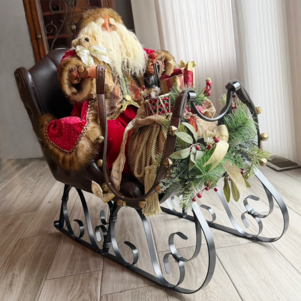 Gifs de estatuillas de pie de Papá Noel en un trineo decoración navideña interior 29" Foto 1 de 4
