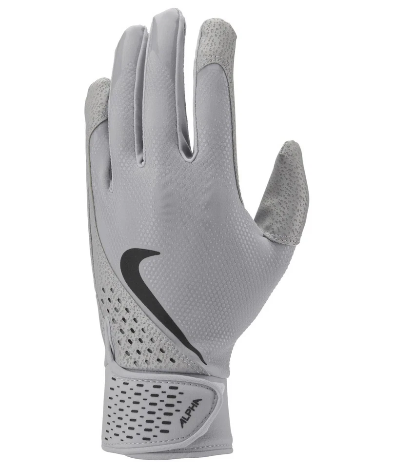 Par de guantes de bateo de béisbol Nike Alpha para adultos GRIS | NEGRO SM Foto 1 de 1