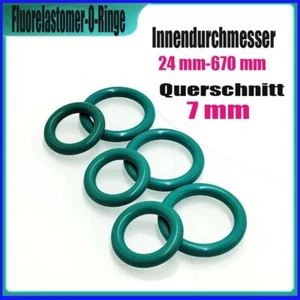 O-Ringe FKM Fluor Gummi Öl Resistant Dichtungen Ø24mm-670mm Schnurstärke 7mm - Picture 1 of 14