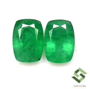 7x5 mm Certified Natural Emerald Cushion Cut Pair 1.68 CTS Untreated Loose Gems - Picture 1 of 6