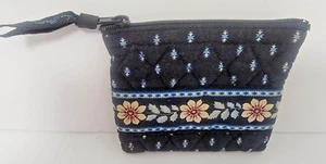 Portamonete Vera Bradley Pensionato Alpino Nero Borsa Zip Blu Navy Bianco Floreale - Foto 1 di 4