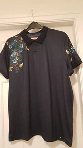 JOE BROWNS MEN'S DARK NAVY FLORAL TRIMMED COLLARED POLO SHIRT - SIZE XL - Picture 1 of 6