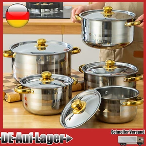 10 Teilig Edelstahl Induktion Topfset Topf Töpfe Kochtopf Kochtopfset - Bild 1 von 10