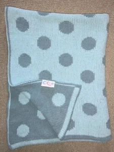 Cocalo Chenille Baby Blanket Aqua Blue Polka Dots Reversible - Picture 1 of 4