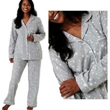 Ladies M S L Star Print Pyjamas Long Sleeve Cotton Nightwear Womens Grey Uk Size