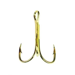 Eagle Claw 376 Gold 2x Treble Hook - Bass, Trout, & Walleye Terminal Tackle - Picture 1 of 1