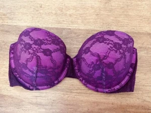 Victoria's Secret Purple Floral Lace 32D Cotton Lingerie Push Up Multiway Bra VS - Picture 1 of 2