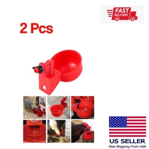 2Pcs Automatic Chicken Water Cup Plastic Drinking Bowl Waterer Kit for Poultry - Picture 1 of 4