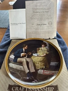 NORMAN ROCKWELL Limited Edition Knowles  NUMBERED Plate Pondering On The Porch - Picture 1 of 5