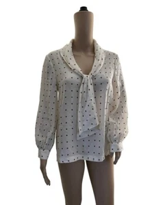 Kate Spade New York Women Ivory Top Silk Blouse With Red Geometric Print Size 6 - Picture 1 of 8