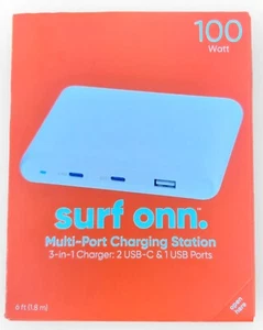 Onn Charging Station 3 in 1 Multi Port Charger 2 USB-C & 1 USB Ports 100W  - Picture 1 of 5