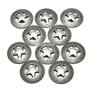 3/4" Western Texas Star Concho Buttons Snap Fastener Silver Color 21mm TAATS - Picture 1 of 9