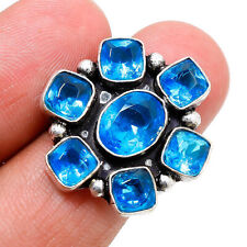 London Blue Topaz Gemstone Handmade Fashion Ethnic Ring Jewelry 7.75" SR 5956