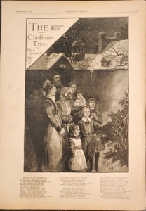 Árbol de Navidad de nieve The Family Home Harper's Weekly 1881 - Imagen 1 de 1