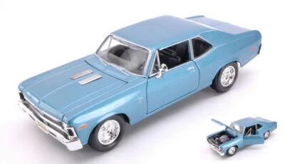 MODELLINO AUTO STATICO MAISTO CHEVROLET NOVA SS 1970 BLU MODELLISMO SCALA 1:24 - Immagine 1 di 2