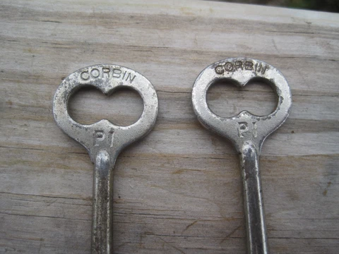one CORBIN  Door Mortise Lock signed Skeleton key # p 1 Cover