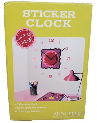 Sticker Clock 14" Diameter Clock EZ to Apply & Remove Peel Stick Remove 14x14" - Image 1 of 4