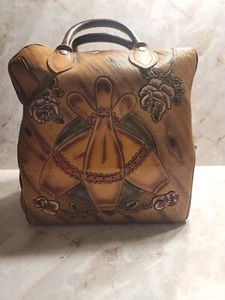 Vintage Hand Tooled Leather Bowling Ball Bag Custom Design with Handles Dancers - Picture 1 of 17