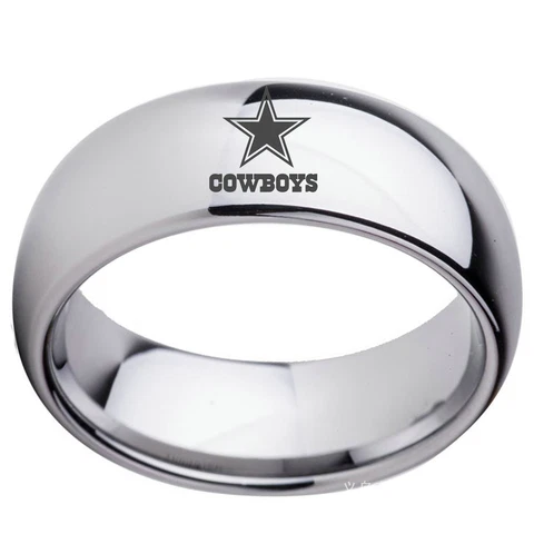 8mm Silver Dallas Cowboys Team Stainless Steel Men's Band Ring Gifts Size 6-13 Cover
