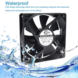 120mm 12cm Waterproof Dustproof IP68 Cooling Fan,120X120X25mm 3P 3-Pin Dual Ball - Imagen 1 de 10