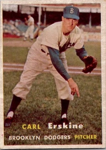 1957 Topps CARL ERSKINE Brooklyn Dodgers #252 EX Condition - Picture 1 of 2