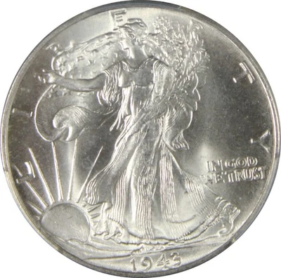 1943 MS65 Walking Liberty Half Dollar, PCGS 57235584 - Image 1 of 4