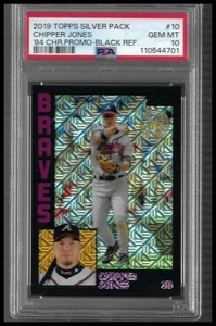 2019 Topps Chipper Jones Chrome Silver Pack Black PSA 10 #/199 - Picture 1 of 2