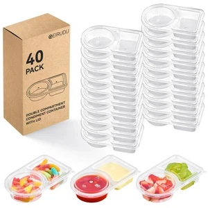 Qeirudu 40 Sets 6 oz Reusable Plastic Snack Containers, Double Compartment Co... - Picture 1 of 7