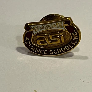 Cravatta spilla bavero smaltata tono oro laurea vintage ASI scuole avanzate Inc - Foto 1 di 3