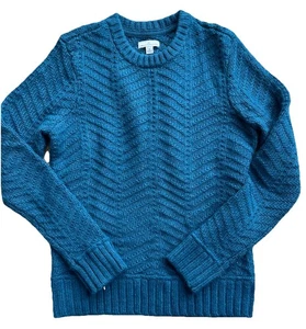 L.L. Bean Signature Pullover Wolle Alpaka blau Rundhalsausschnitt Gr. Small Grob - Bild 1 von 7
