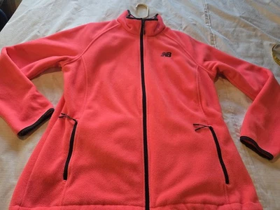 Womens Sz Xl New Balance Fleece Full Zip Jacket Bright Peachy Orange Euc - Imagem 1 de 4