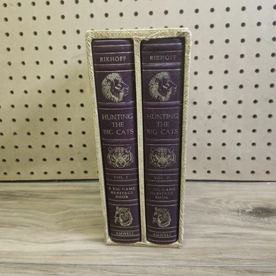 2 Vol Set Hunting The Big Cats Jim Rikhoff Amwell Press 1981 Big Game SIGNED - Image 1 of 4