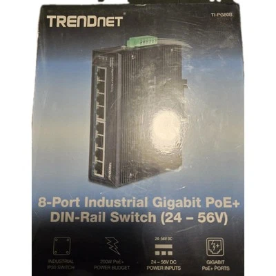 TRENDnet TI-PG80 8-Port Hardened Industrial Gigabit PoE+ DIN- Rail Switch - Image 1 of 4