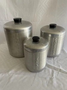 Vintage MCM  1950's Aluminum Kitchen Canister Set • Sugar Coffee Tea - Picture 1 of 22