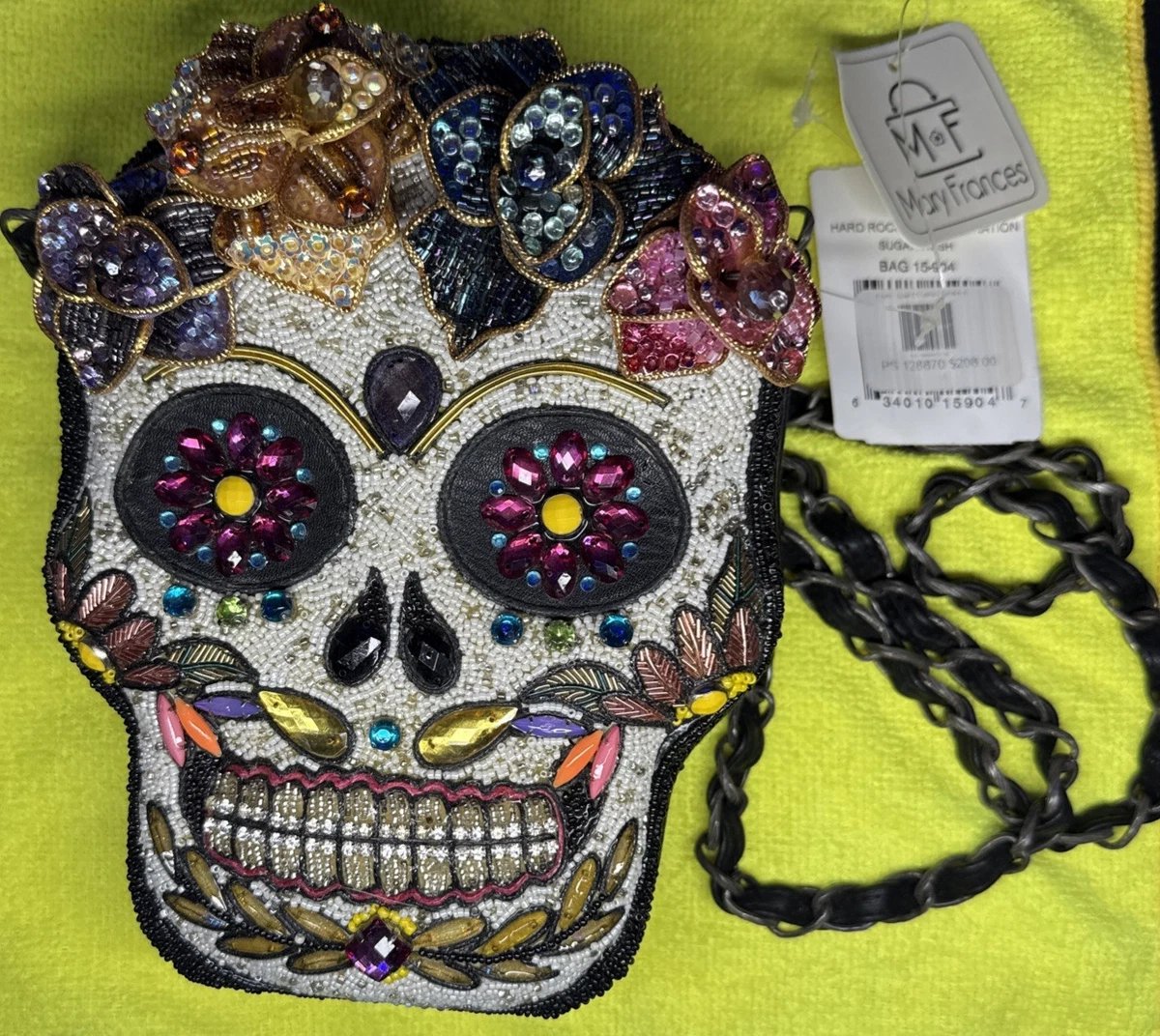 Mary Frances Women's Day Of The Dead Beaded Crossbody Bag - Novelty Evening Handbag