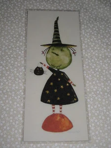PRIMITIVE WHIMSICAL WITCH LAMINATED BOOK MARK - Picture 1 of 1