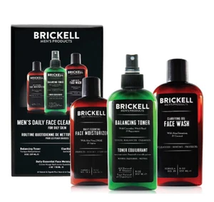 Brickell Men's Daily Face Cleanse Routine Oily Skin Gel Facial Wash Moisturizer - Picture 1 of 12