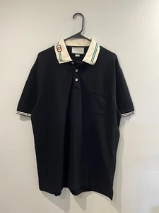 Gucci Polo Black Beige Collar Logo Large Shirt L Men - Picture 1 of 8