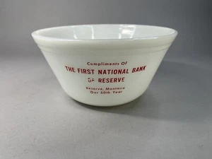 Vintage First National Bank of Reserve Montana Federal Glass Advertising Bowl 8” - Picture 1 of 7