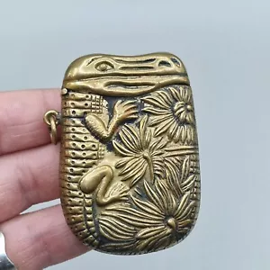 Vesta Case Match Safe Holder Brass Crocodile in the Jungle - Picture 1 of 13